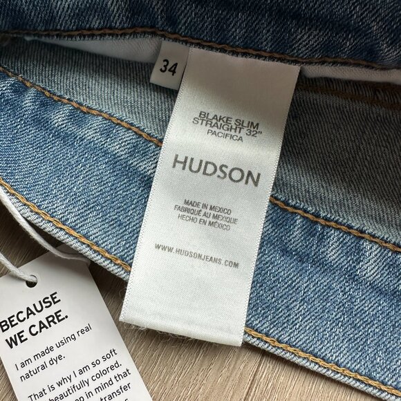 NWT Hudson Blake Slim Straight Jeans in Pacifica - 34" x 32" - Picture 8 of 9